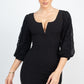 Elbow Sleeve V Wire Bodycon Dress