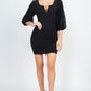 Elbow Sleeve V Wire Bodycon Dress