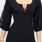Elbow Sleeve V Wire Bodycon Dress