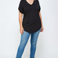 Solid Knit V-neck Tee
