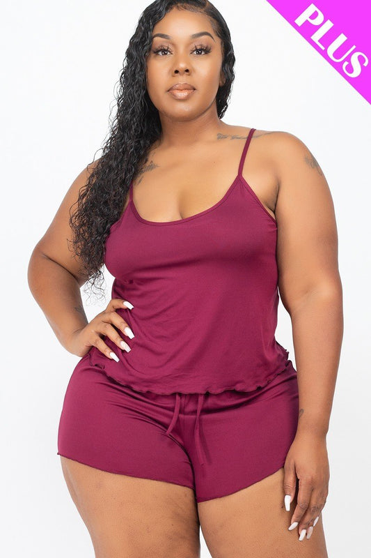 Plus Size Cami Top And Shorts Set