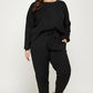 Plus Size Solid Sweater Knit Top And Pant Set